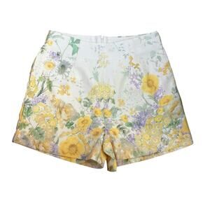 Miss Rosier Yellow Floral Spring Shorts XL
